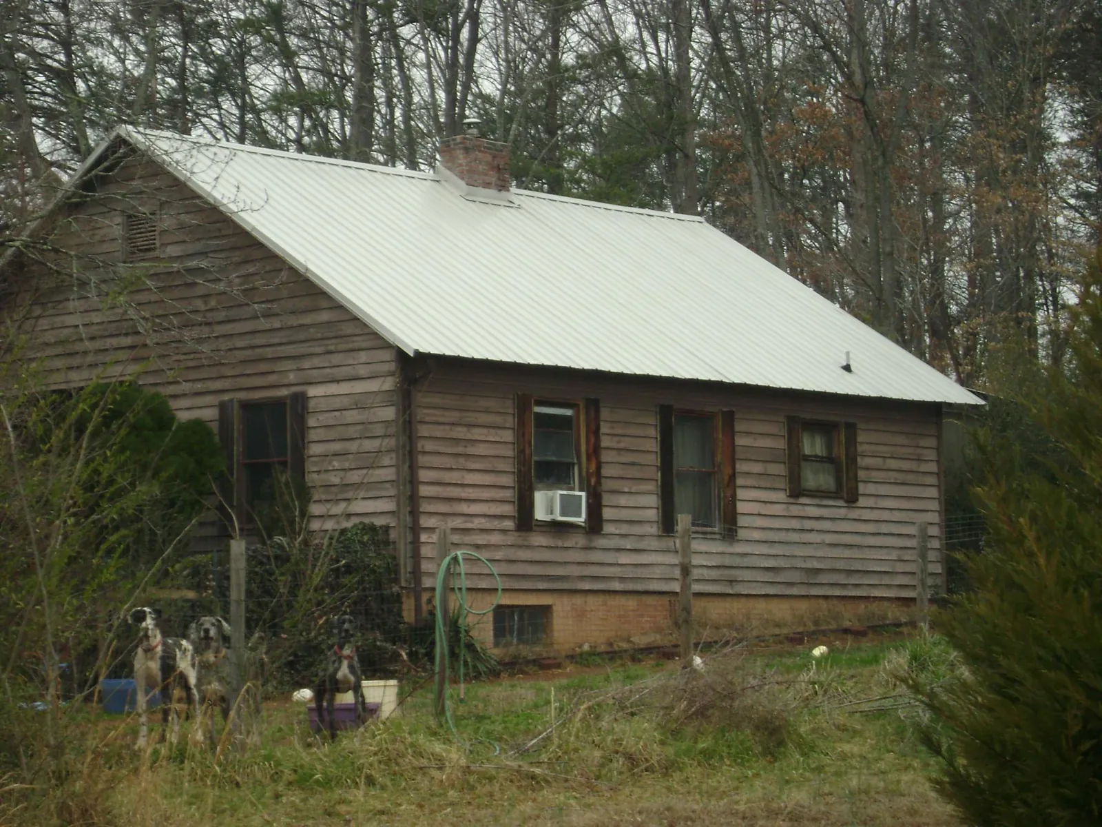 White metal roof on an old wood sided farmhouse, from a Asphalt Shingle Roof Repair job in Cockeysville